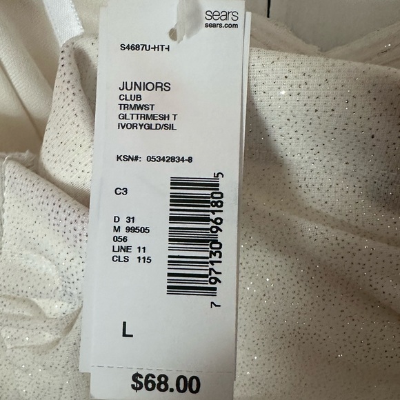 NWT Strapless White w/ Glitter dress; Juniors large - Picture 9 of 12